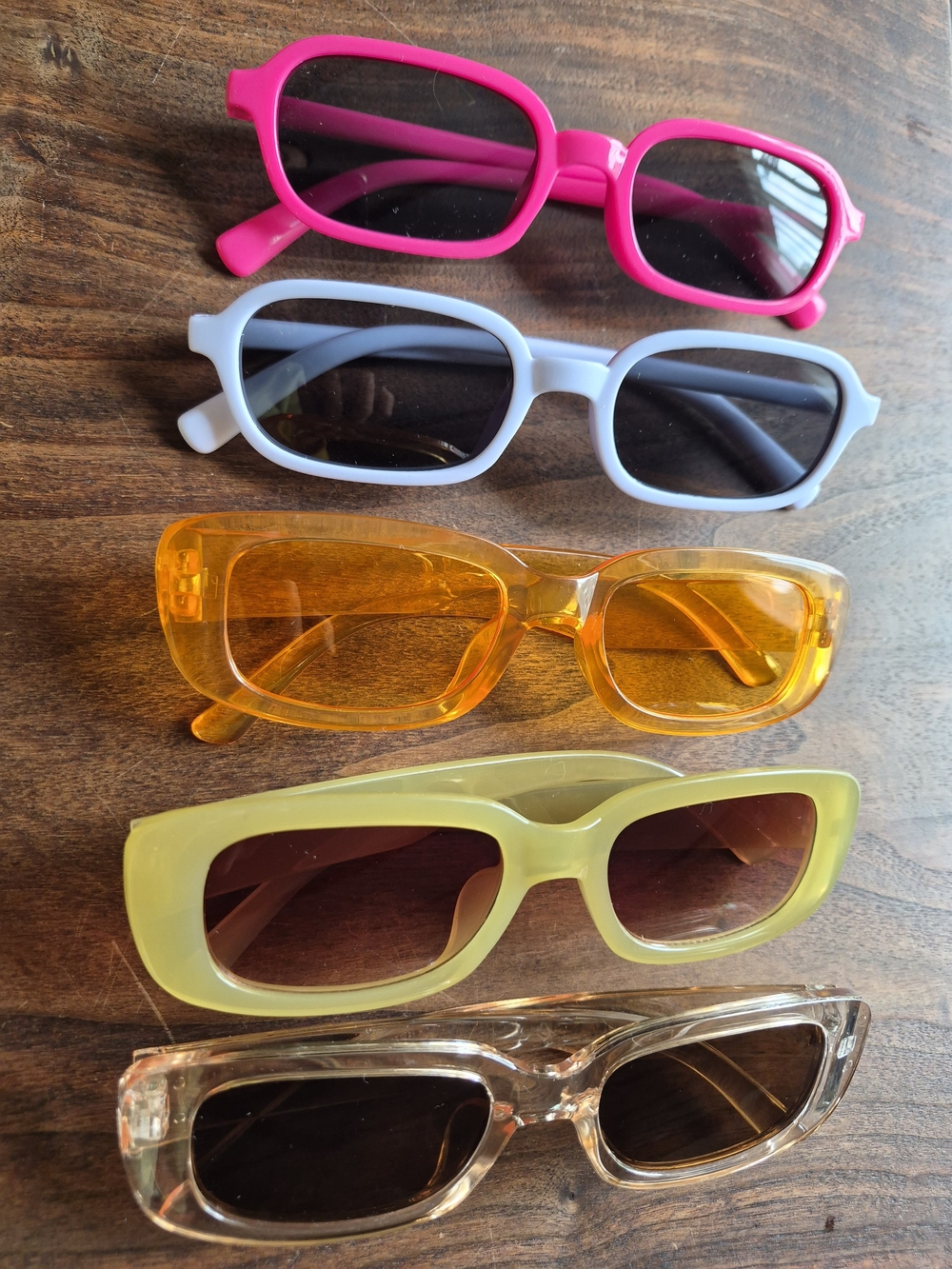5-Pack Fashion Sunglasses - Pink, Light Blue, Orange, Yellow, Clear Tan